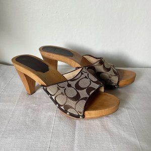 Vintage 00's Coach Wooden Monogram Mules